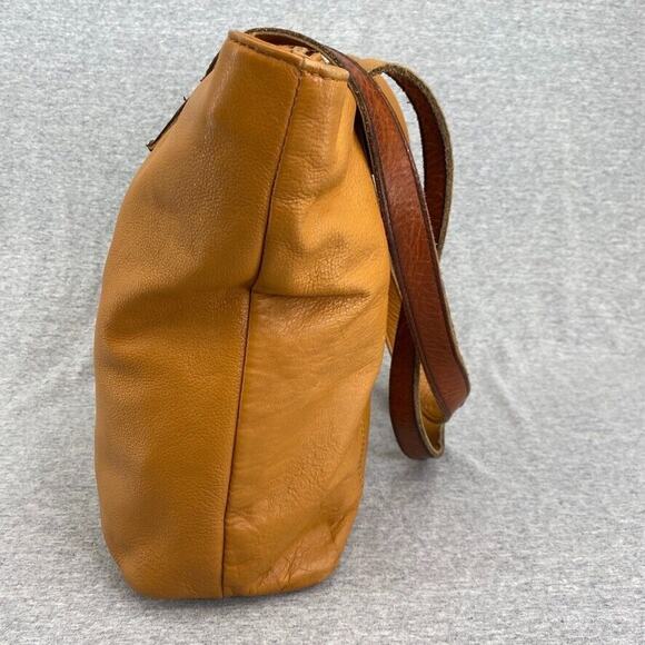 G.H. Bass Leather Purse Tan Brown Tote Bag Shoulder Bag Handbag Carryall - Picture 5 of 16